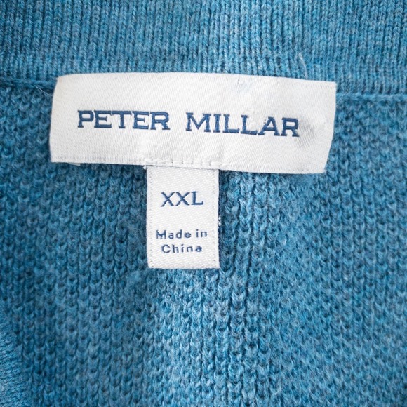 Peter Millar Mens XXL Blue Waffle Knit Button Front Polo Sweater - Picture 2 of 13